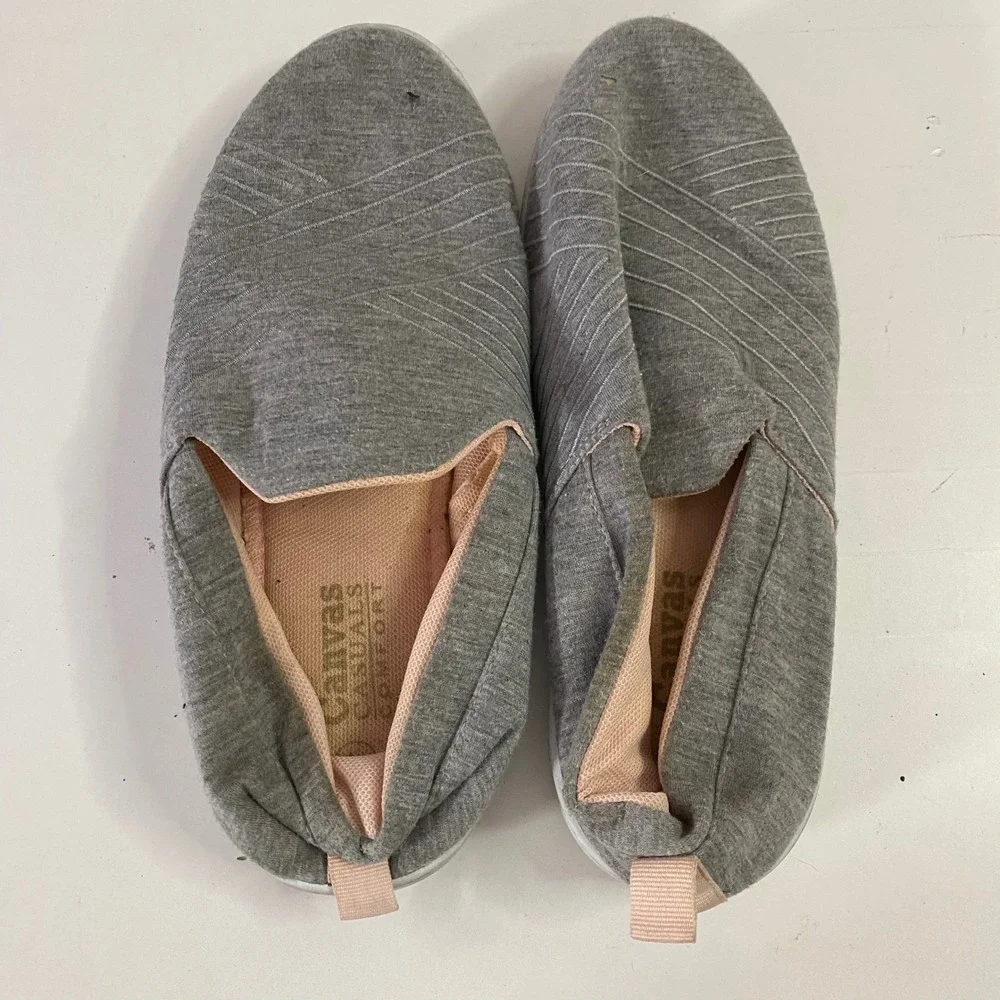 Canvas Casuals Slip On Shoes Womens‎ 7 Gray Comfort Jersey Knit Flats